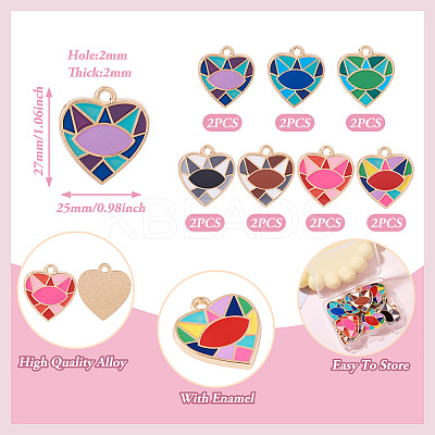 14Pcs 7 Colors Rack Plating Alloy Enamel Pendants ENAM-TA0002-53-1