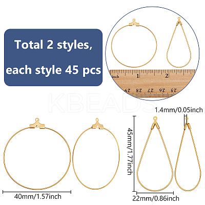 90Pcs 2 Styles Brass Pendants KK-WR0001-62-1