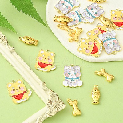 20Pcs 4 Styles Alloy Enamel Pendants ENAM-CJ0004-48-1