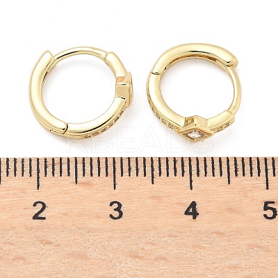 Rhombus Brass Micro Pave Clear Cubic Zirconia Hoop Earrings EJEW-Z102-14G-1