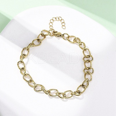 304 Stainless Steel Cuban Link Chains Bangles for Women BJEW-B150-08G-1