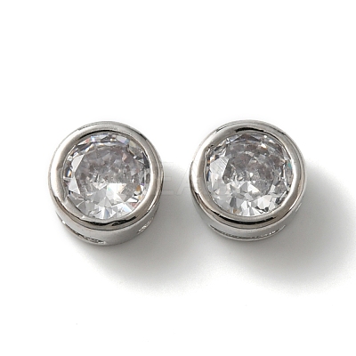 Rack Plating Brass Micro Pave Cubic Zirconia Slide Charms KK-C020-13P-1
