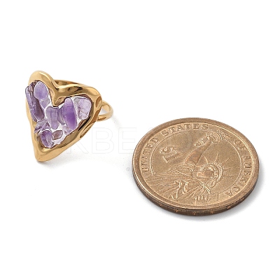 Heart Natural Amethyst Finger Rings STAS-Z112-10G-01-1