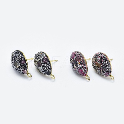 Natural Tourmaline Stud Earring Findings RB-L031-27-1
