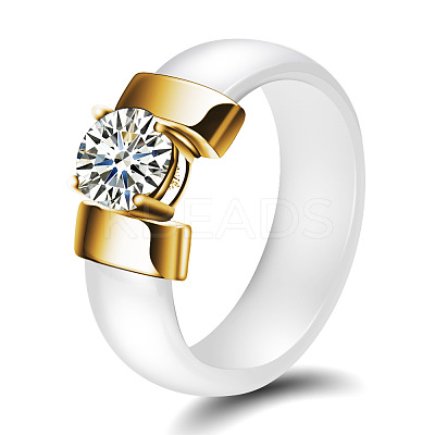 Flat Round Porcelain Finger Rings for Women Men FS-WG6D31E-01-1