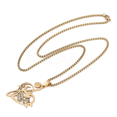 201 Stainless Steel Musical Note Heart Quote Pendant Necklaces LS-NJEW-K283-03G-1