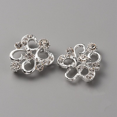 Zinc Alloy Crystal Rhinestone Snap Lock Clasps LS-FIND-WH0008-20S-1