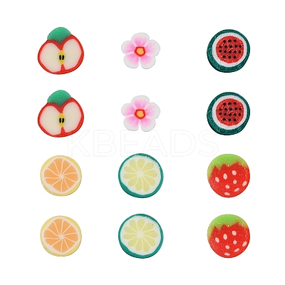 1800Pcs 6 Style Fruit Theme Handmade Polymer Clay Nail Art Decoration CLAY-YW0001-23-1