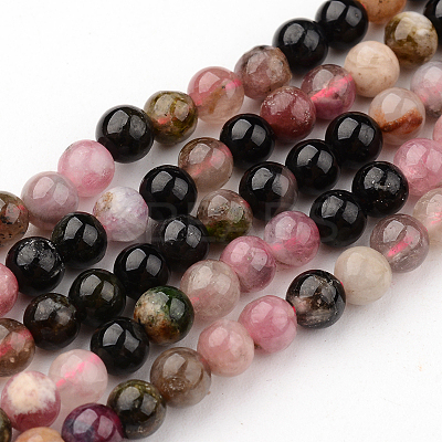 Natural Multicolor Tourmaline Round Bead Strands G-F269-05-8mm-1