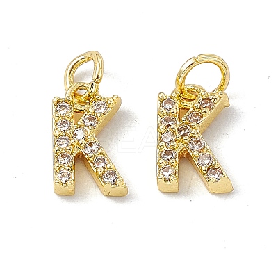 Real 18K Gold Plated Brass Micro Pave Clear Cubic Zirconia Charms KK-E068-VB452-K-1