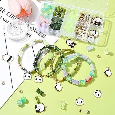 DIY Bamboo & Panda Acrylic & Alloy Enamel Bracelets Jewelry Making Kits DIY-FS0007-48-1