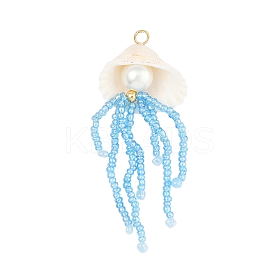 Natural Shell & Glass Pearl Big Pendants PALLOY-FS00032-1