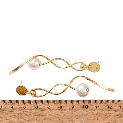 Brass Round Tassel Stud Earrings KK-P325-49G-1