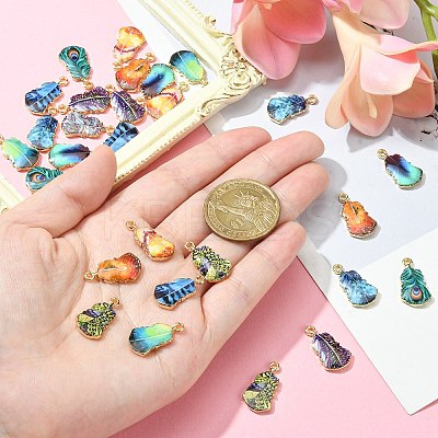 30Pcs 10 Styles Rack Plating Alloy Pendants ENAM-CJ0004-71-1