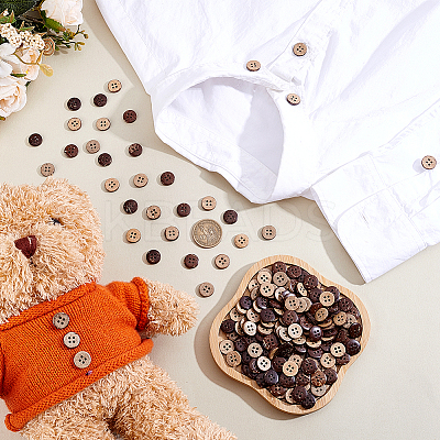 300Pcs Coconut Buttons BUTT-ME0001-25B-1