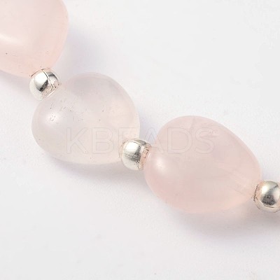 Heart Rose Quartz Stretch Bracelets X-BJEW-JB02066-03-1