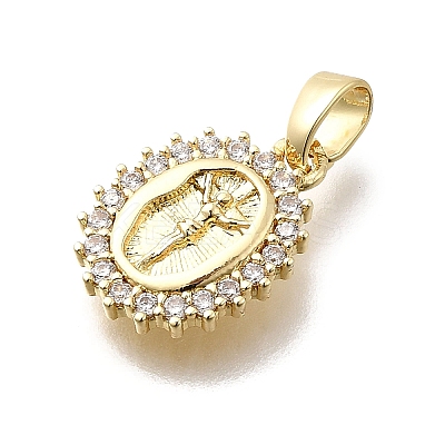 Brass Micro Pave Cubic Zirconia Pendants KK-P336-01B-G-1