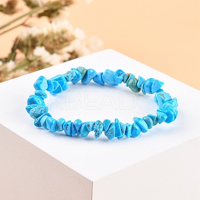 Howlite Chips Stretch Bracelets BJEW-JB01308-06-1