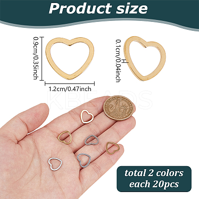 40Pcs 2 Colors 201 Stainless Steel Linking Rings STAS-GL0001-05-1