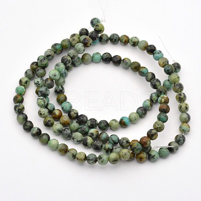 Natural African Turquoise(Jasper) Round Beads Strands G-D665-4mm-1
