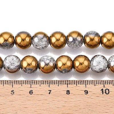 Electroplated Crackle Glass Beads Strands EGLA-N014-10mm-04-1