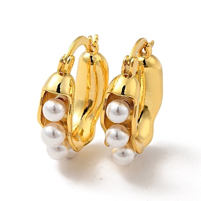 ABS Imitation Pearl Beaded Thick Hoop Earrings EJEW-F288-03G-1