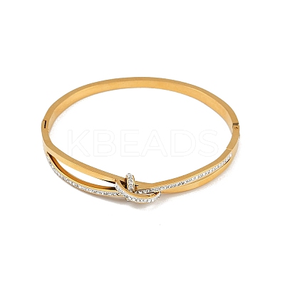 201 Stainless Steel with Rhinestone Bangles for Women BJEW-B138-03G-1