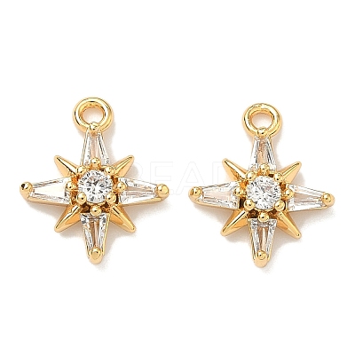 Brass Micro Pave Cubic Zirconia Star Charms KK-A281-13B-G-1