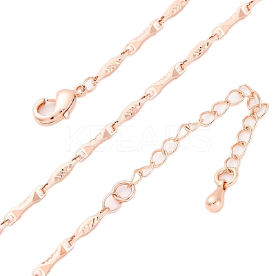 Brass Twisted Bar Link Chain Necklaces NJEW-D302-63RG-1