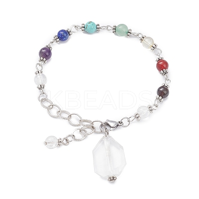 Natural & Synthetic Gemstone Chakra Pointed Dowsing Pendulums PALLOY-JF02089-1