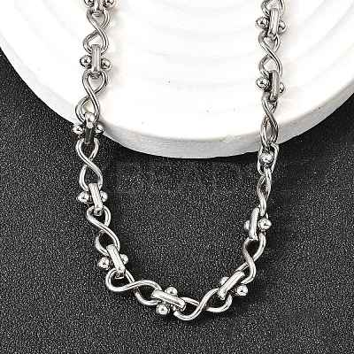 304 Stainless Steel Oval Infinity Link Chain Necklaces for Women Men NJEW-K249-20B-P-1