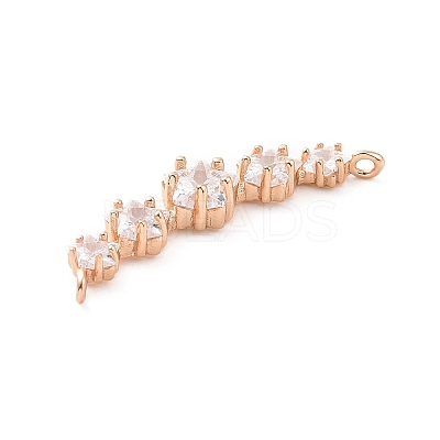 Brass Pave Clear Cubic Zirconia Connector Charms ZIRC-K088-14KCG-1