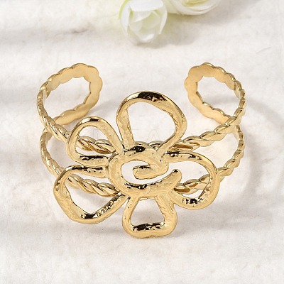 Stylish 304 Stainless Steel Cuff Bangles BJEW-K302-01C-G-1