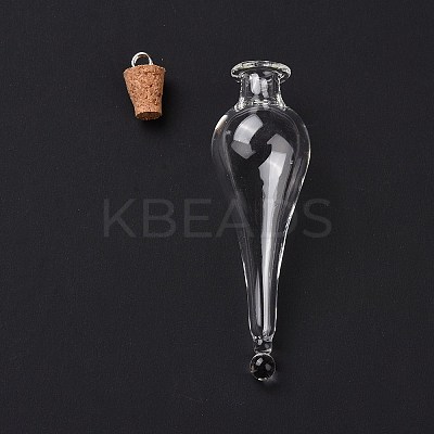 Teardrop Glass Cork Bottle Big Pendants LS-AJEW-A041-01B-1