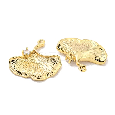 Brass Micro Pave Clear Cubic Zirconia Charms KK-Z044-26G-1