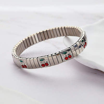 304 Stainless Steel Enamel Stretch Bracelets for Women FS-WG7EEC2-01-1