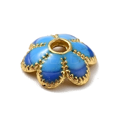 6-Petal Alloy Enamel Bead Caps FIND-G029-04G-1