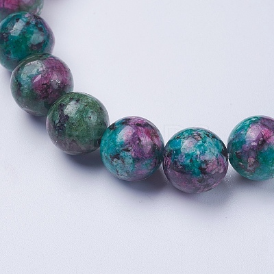 Synthetic Ruby in Zoisite Beaded Stretch Bracelets BJEW-I253-10mm-29-1