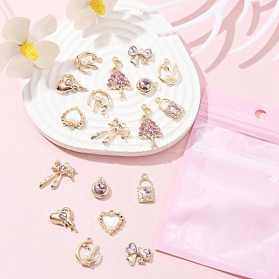18Pcs 8 Styles Alloy Glass & Resin Pendants DIY-FS0005-36-1