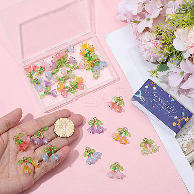 30Pcs 6 Colors Transparent Glass Pendants FIND-SC0019-73-1