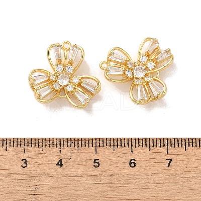 Brass Micro Pave Clear Cubic Zirconia Pendants KK-E098-04G-1