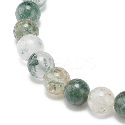 Natural Lodolite Quartz/Garden Quartz Round Beaded Stretch Bracelet BJEW-JB08919-01-1