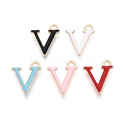 Rack Plating Alloy Enamel Pendants ENAM-T024-53V-G-1