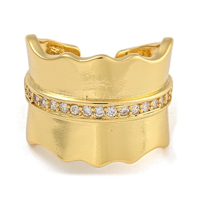 Brass Micro Pave Cubic Zirconia Cuff Rings RJEW-P127-05G-1