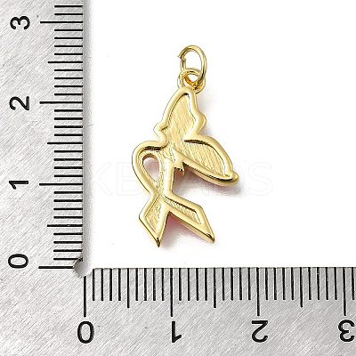 October Breast Cancer Pink Awareness Ribbon Brass Enamel Pendants LS-KK-S517-04E-G-1