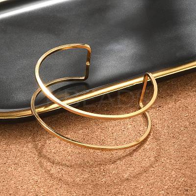 Ion Plating(IP) 304 Stainless Steel Hollow Open Cuff Bangles for Women LS-BJEW-S155-04G-1