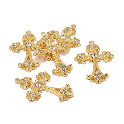 Alloy Rhinestone Cross Big Pendants LS-ALRI-1475-G-NR-1