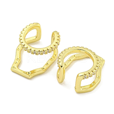 Brass Micro Pave Cubic Zirconia Cuff Earrings EJEW-C104-020G-1