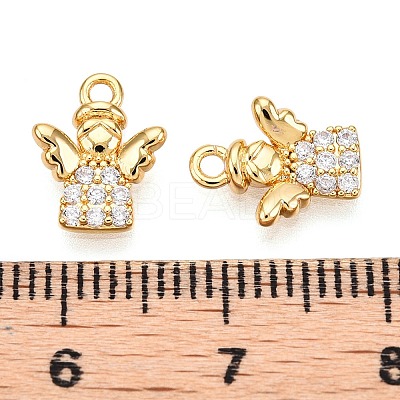 Brass Micro Pave Clear Cubic Zirconia Charms KK-T073-15G-1