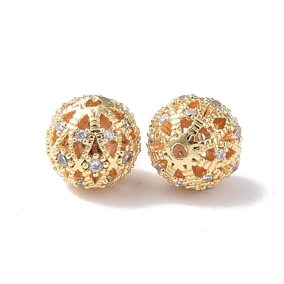 Brass Micro Pave Cubic Zirconia Beads KK-I702-43A-1